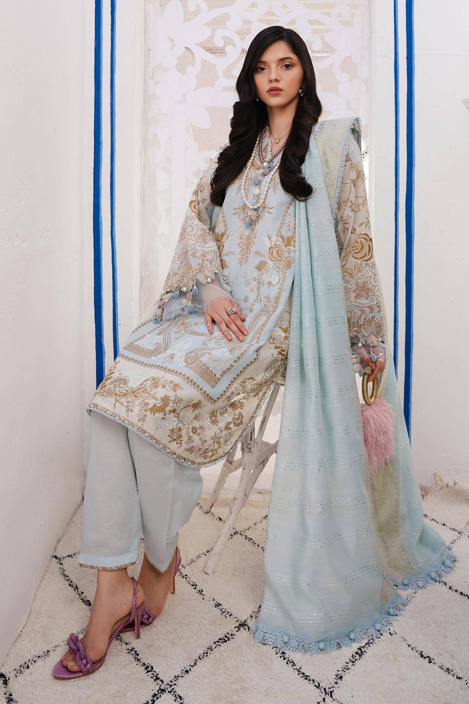 Sana Safinaz | Muzlin Spring 24 | M241-018B-CM - Official Sana Safinaz stockist in UK - Sakeena London