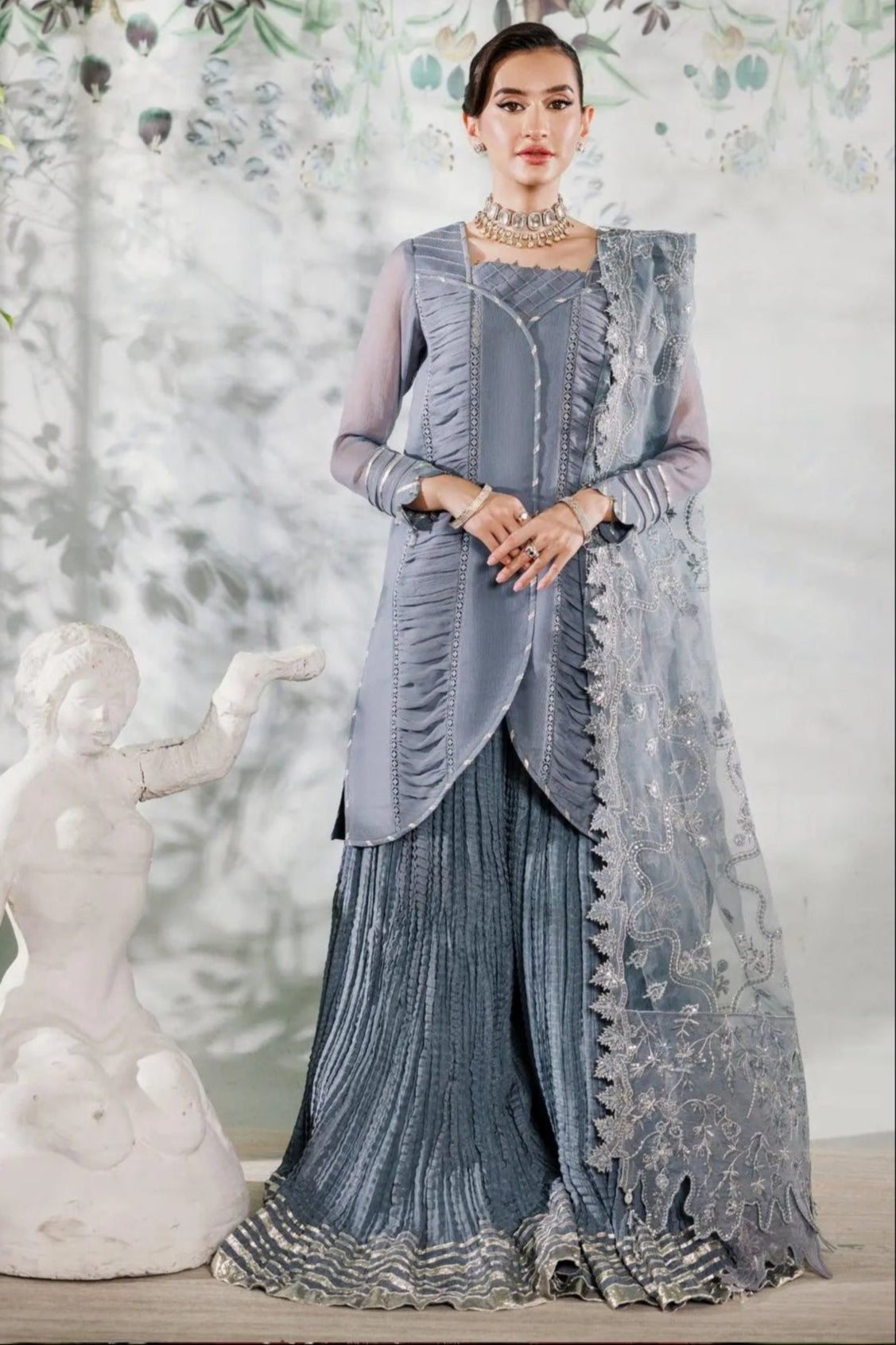 Alizeh | Ready to wear | Grey Dress 3 piece - RTW1019 - Official Alizeh stockist in UK - Sakeena London