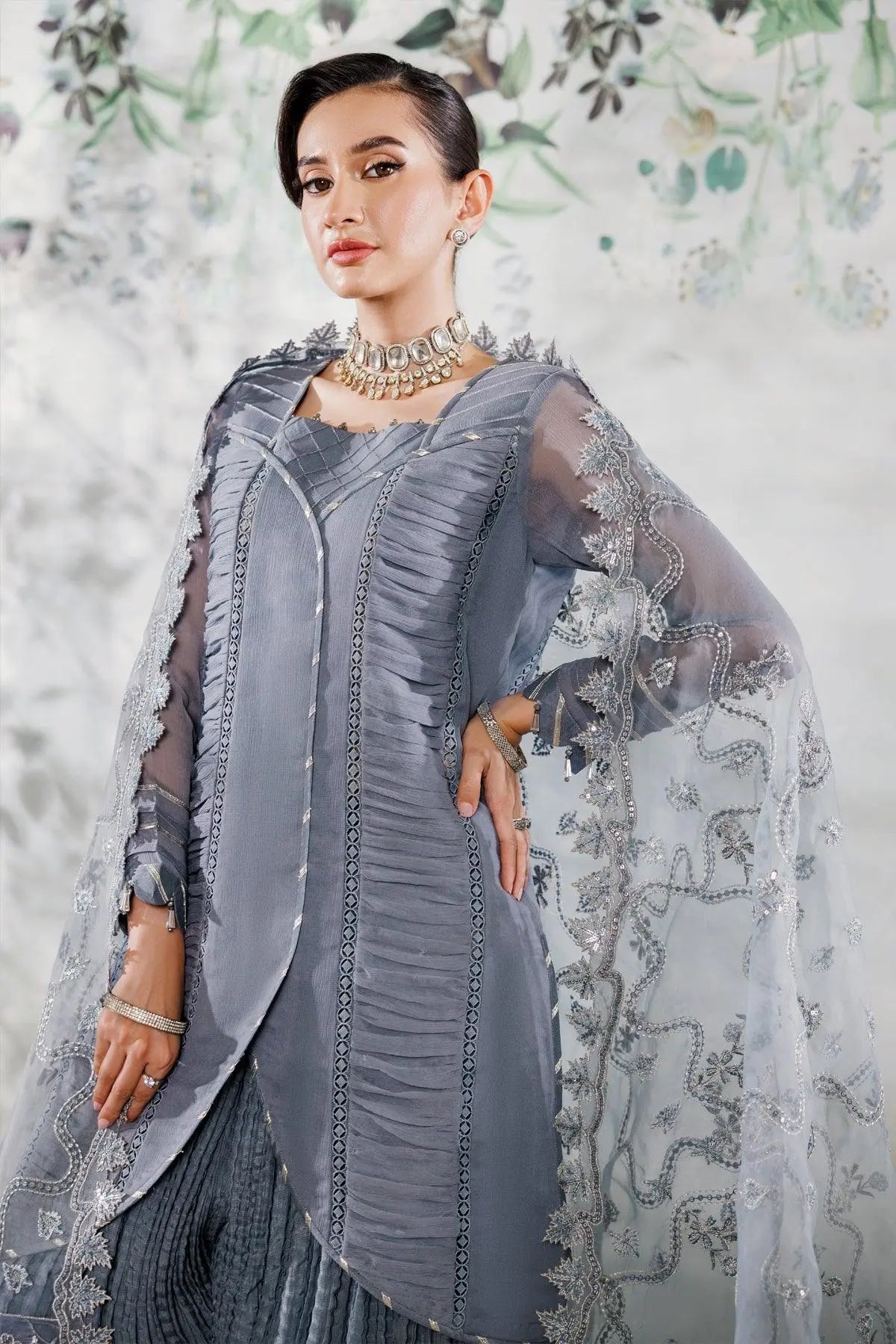 Alizeh | Ready to wear | Grey Dress 3 piece - RTW1019 - Official Alizeh stockist in UK - Sakeena London