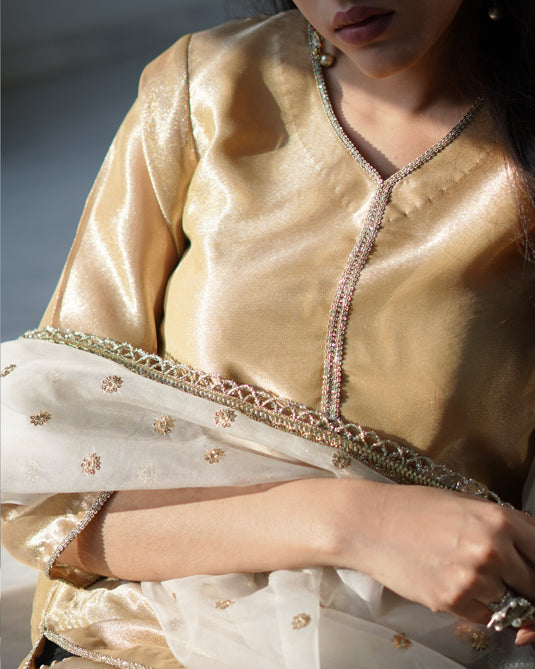 Zar | Gharara Formals | Golden - Official Zar stockist in UK - Sakeena London