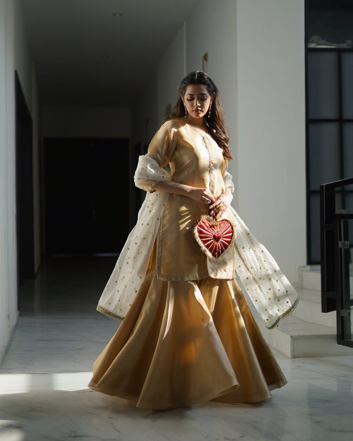 Zar | Gharara Formals | Golden - Official Zar stockist in UK - Sakeena London