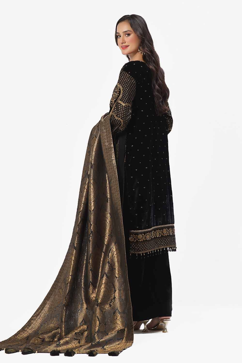 Gul Ahmed | Winter Collection 24 | Jacquard Dupatta NS-42001 - Official Gul Ahmed stockist in UK - Sakeena London