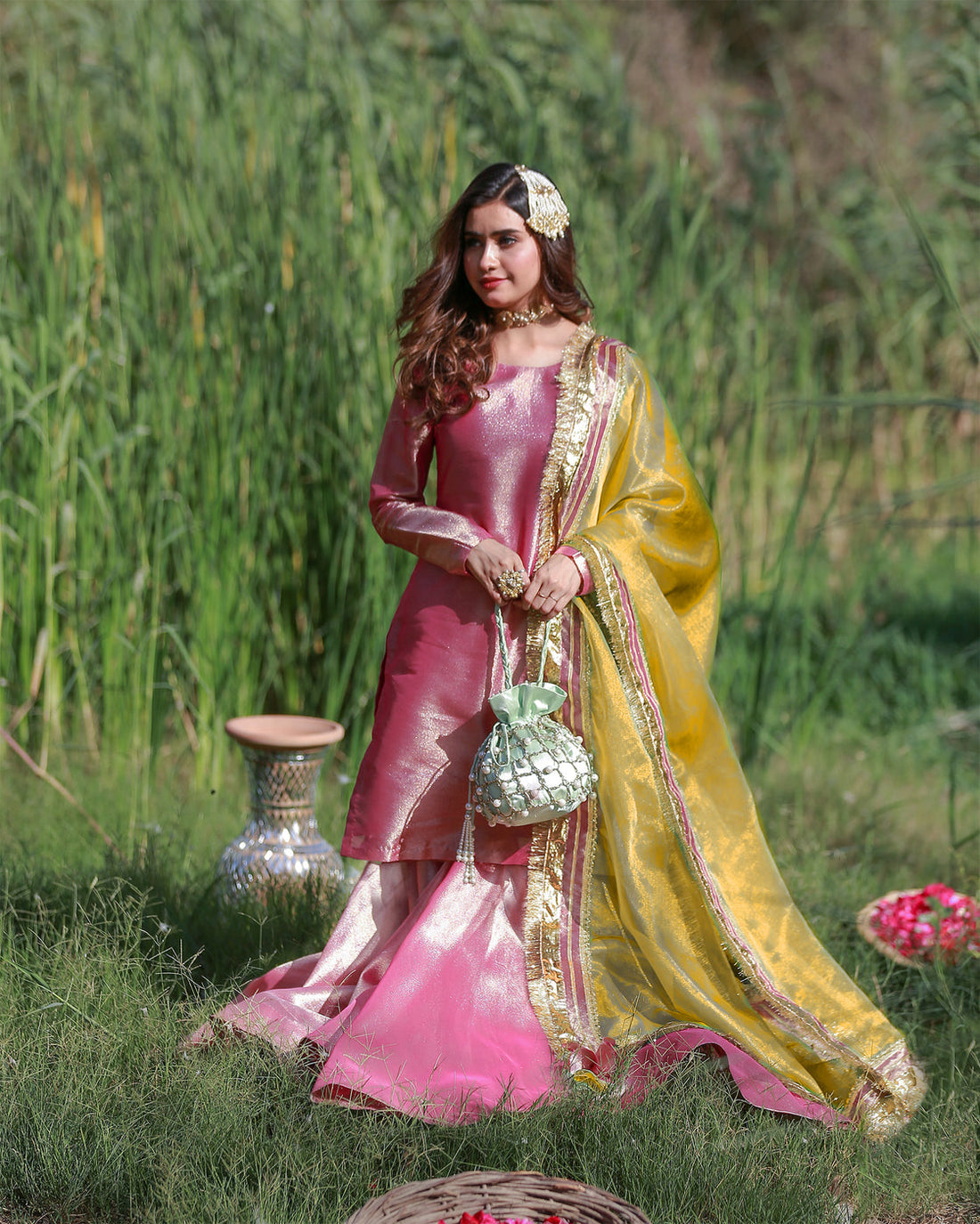 Zar | Gharara Formals | Pink/Yellow - Official Zar stockist in UK - Sakeena London