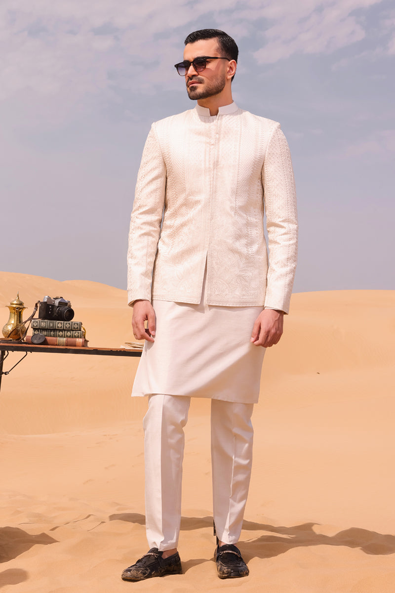 Pakistani Menswear | QAL-JSC-07 COAT - Official Sakeena London Ltd. stockist in UK - Sakeena London