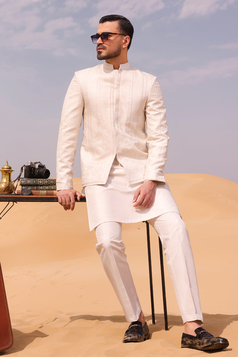 Pakistani Menswear | QAL-JSC-07 COAT - Official Sakeena London Ltd. stockist in UK - Sakeena London