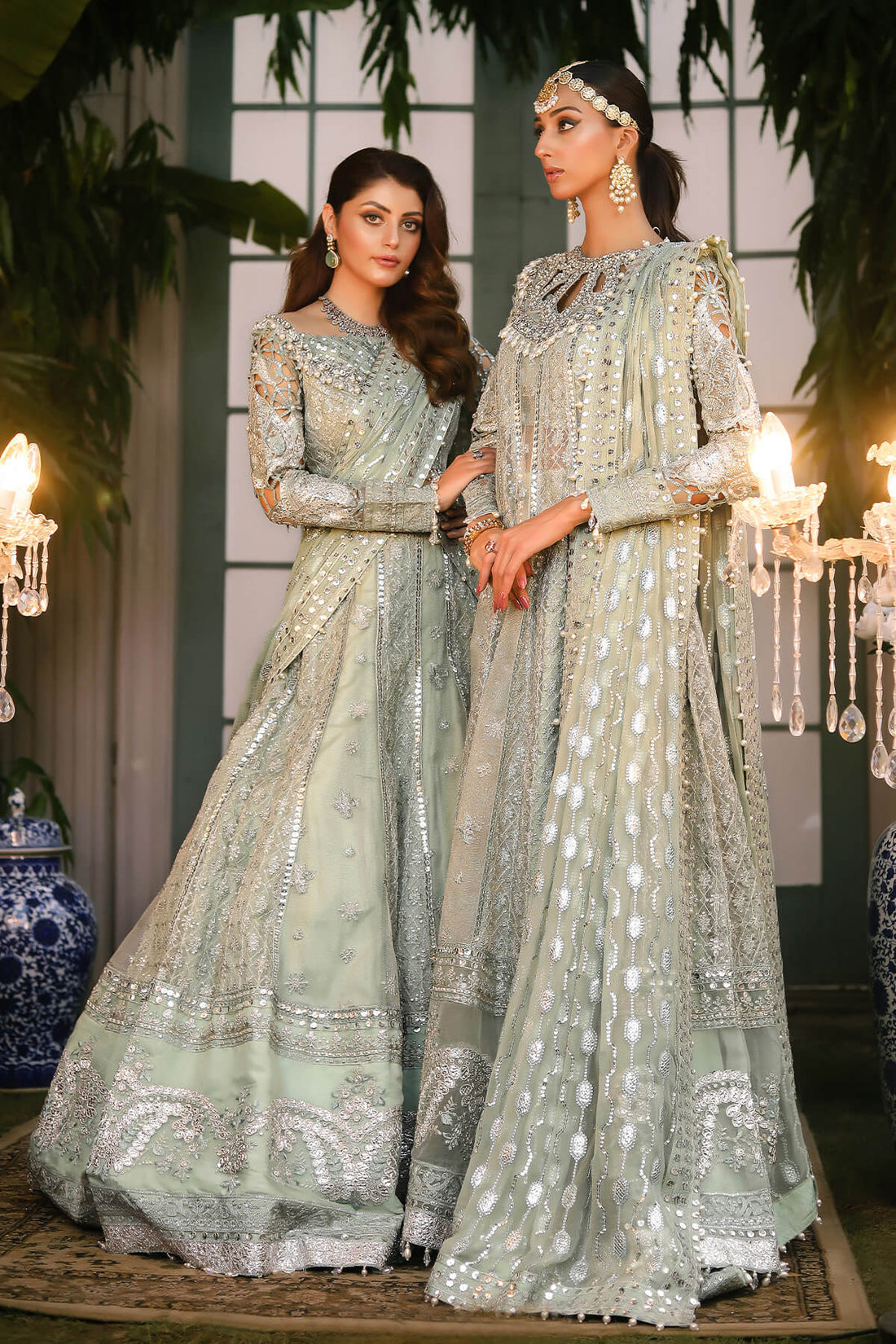 Raeesa Premium | Wajadan Wedding Formals | WD-2 Pea Green - Official Raeesa Premium stockist in UK - Sakeena London