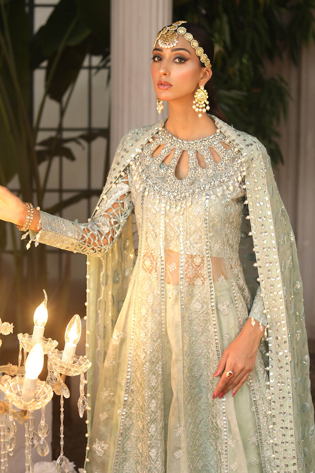 Raeesa Premium | Wajadan Wedding Formals | WD-2 Pea Green - Official Raeesa Premium stockist in UK - Sakeena London