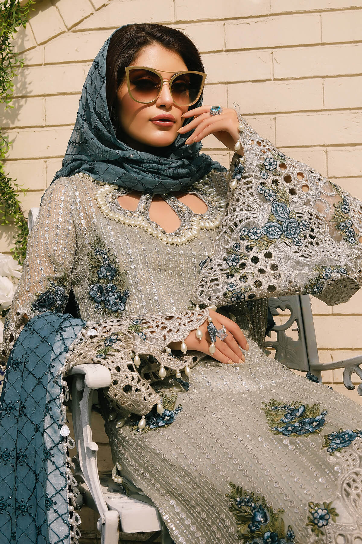 Raeesa Premium | Wajadan Wedding Formals | WD-5 Silver Grey - Official Raeesa Premium stockist in UK - Sakeena London