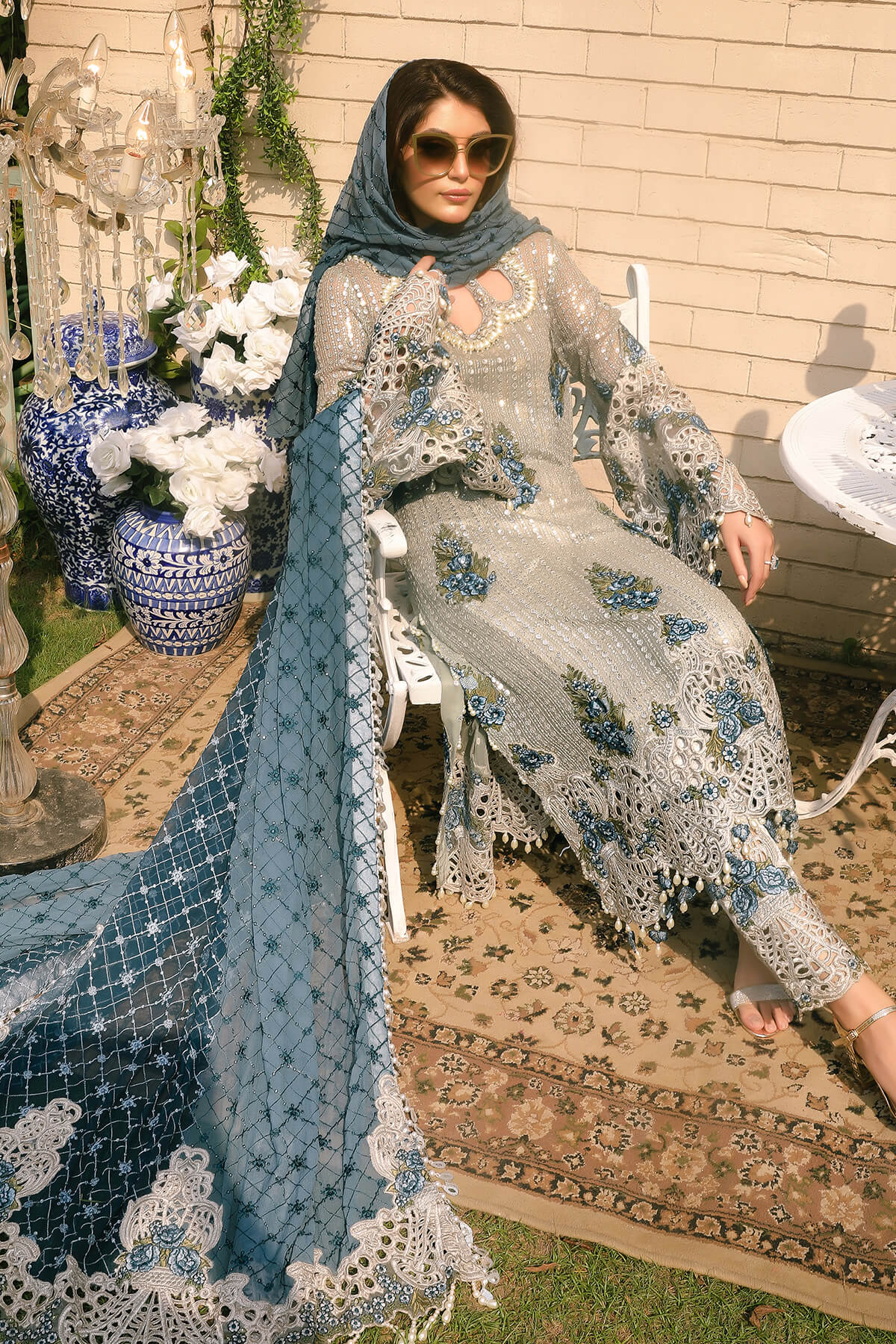 Raeesa Premium | Wajadan Wedding Formals | WD-5 Silver Grey - Official Raeesa Premium stockist in UK - Sakeena London