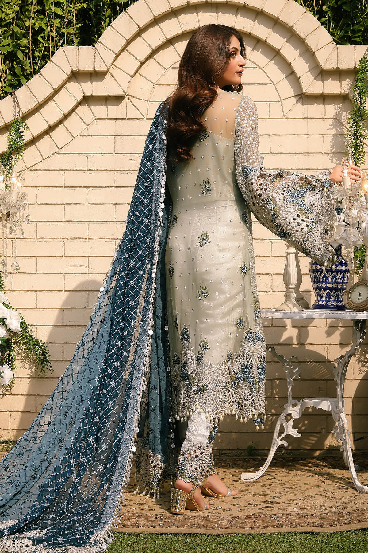 Raeesa Premium | Wajadan Wedding Formals | WD-5 Silver Grey - Official Raeesa Premium stockist in UK - Sakeena London