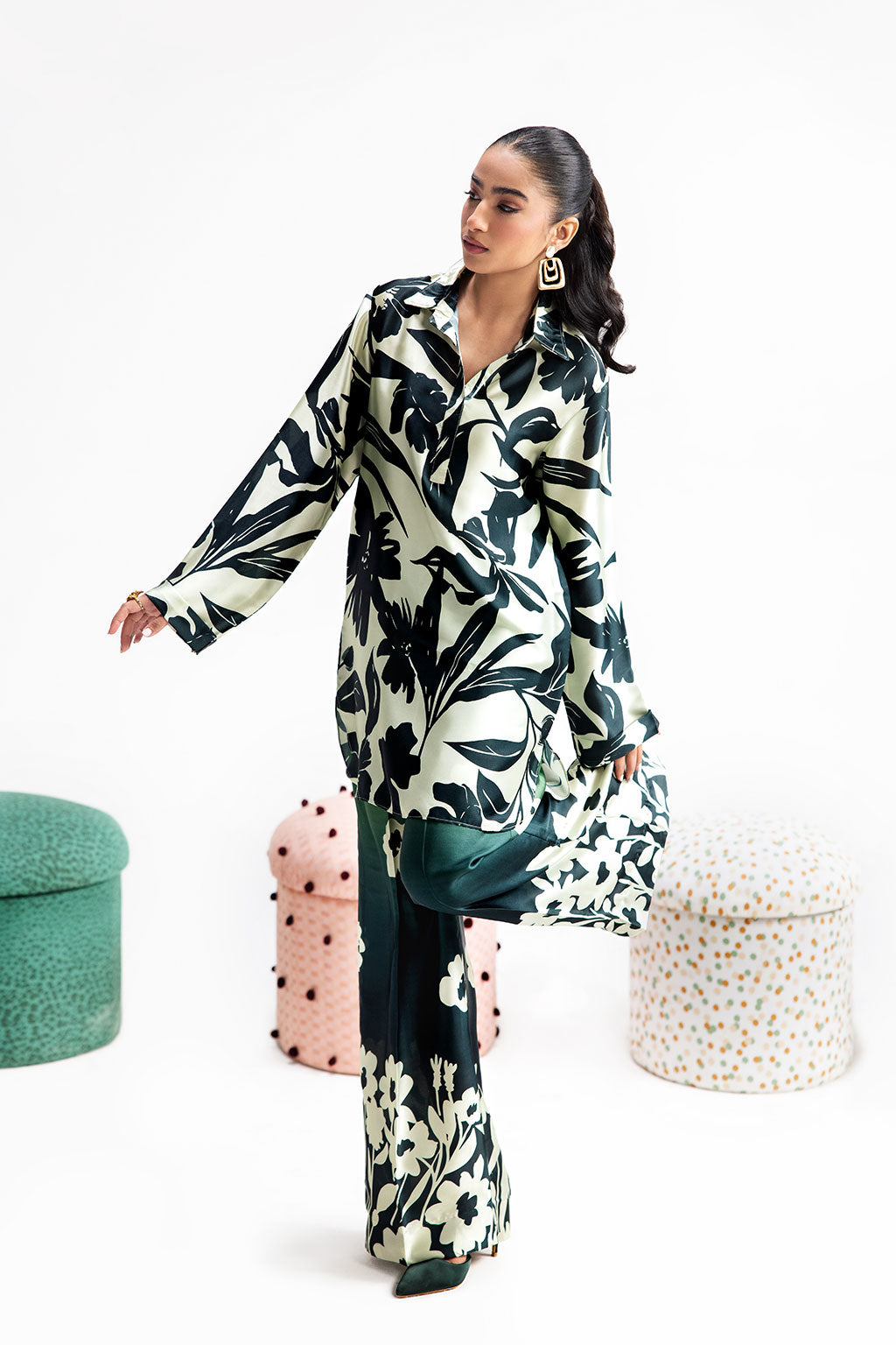 Afsanah | The Print Edit | GREEN SPARKLE AP-106 - Official Afsanah stockist in UK - Sakeena London