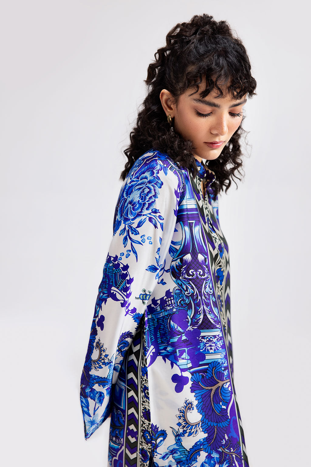 Afsanah | The Print Edit | ORCHE BLOOM (extended shirt) AP-112 - Official Afsanah stockist in UK - Sakeena London