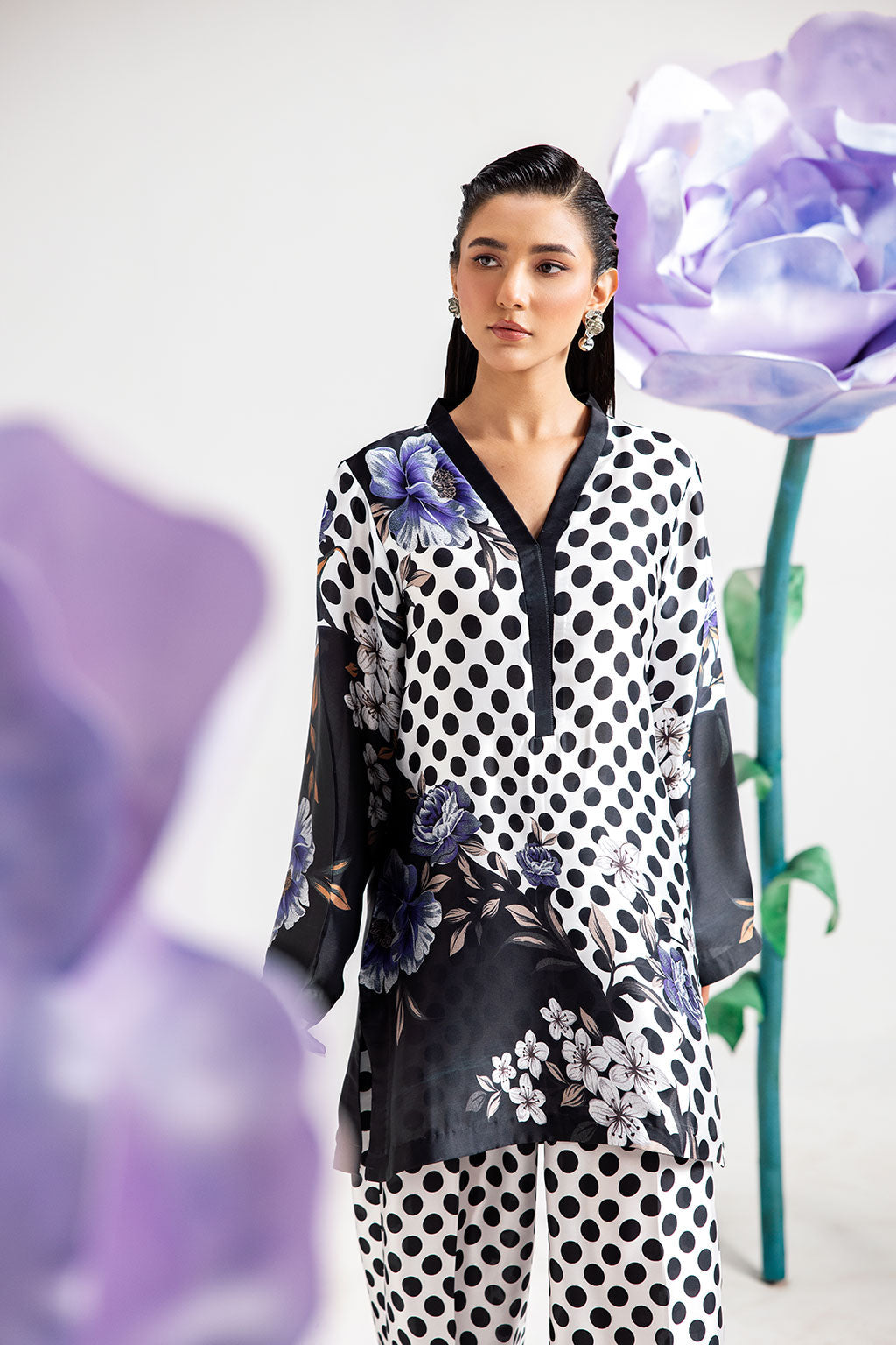 Afsanah | The Print Edit | DARK POLKA AP-110 - Official Afsanah stockist in UK - Sakeena London