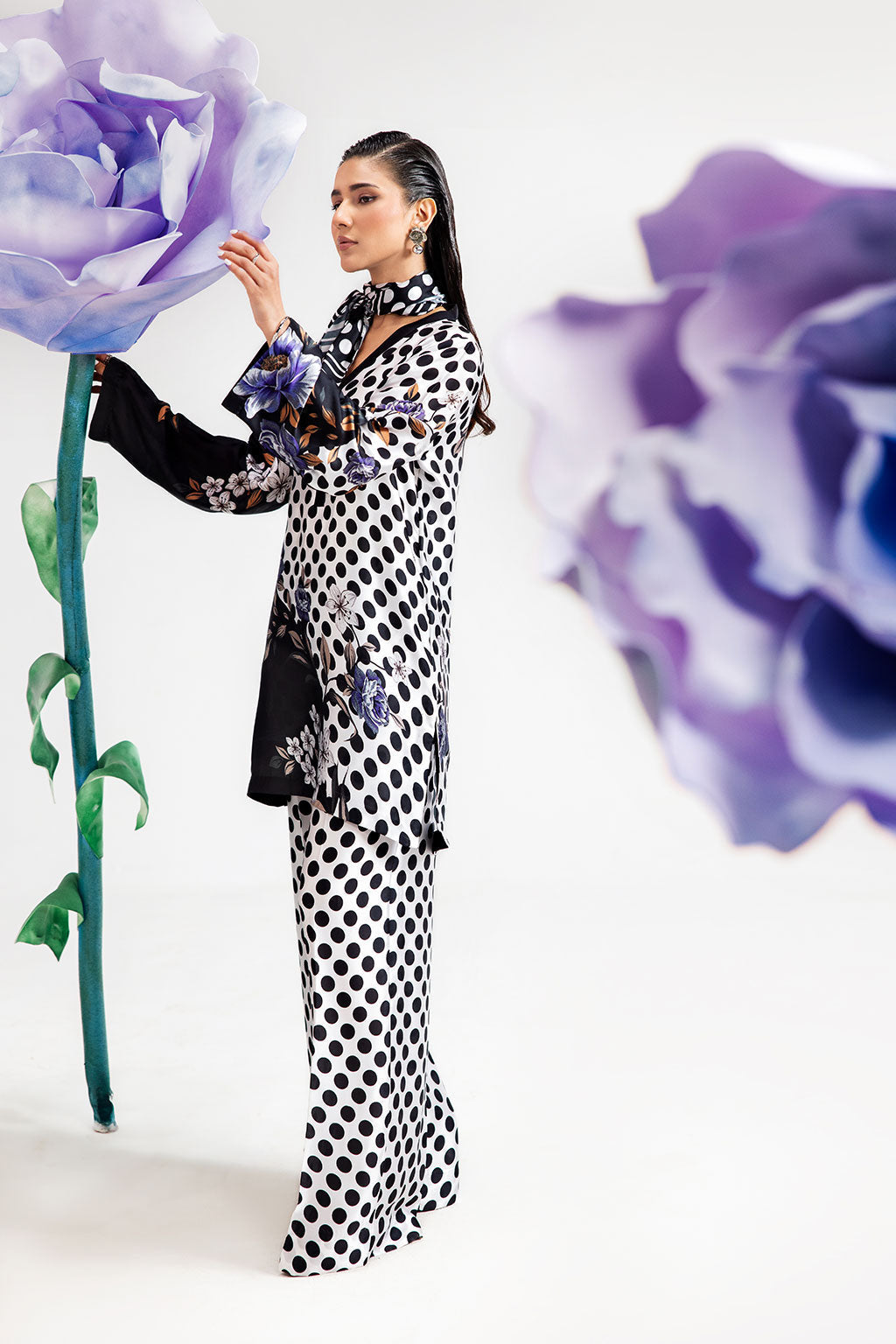 Afsanah | The Print Edit | DARK POLKA AP-110 - Official Afsanah stockist in UK - Sakeena London