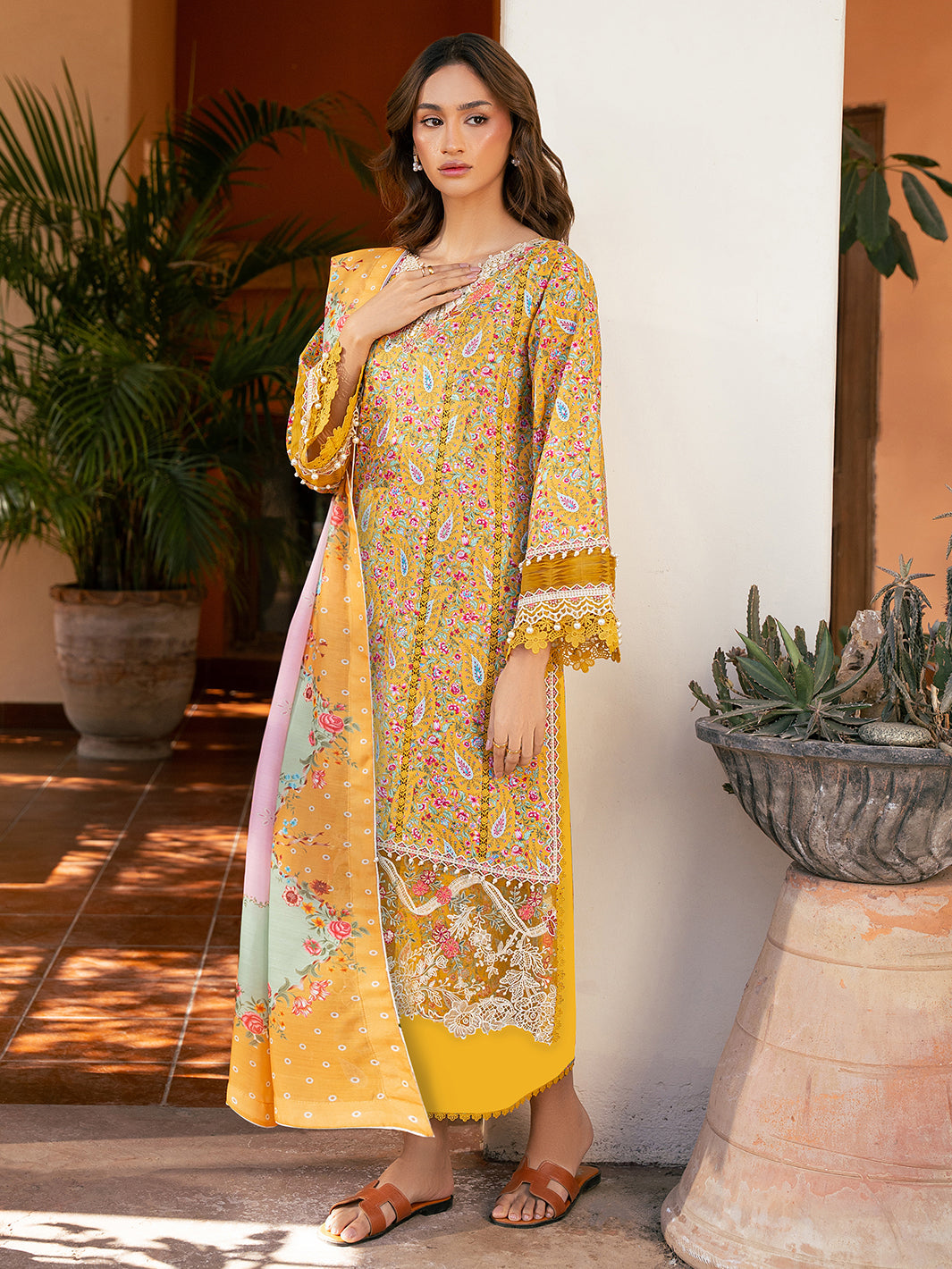 Bin Ilyas | Hazel Printed Lawn 25 | 2072 - B - Official Bin Ilyas stockist in UK - Sakeena London