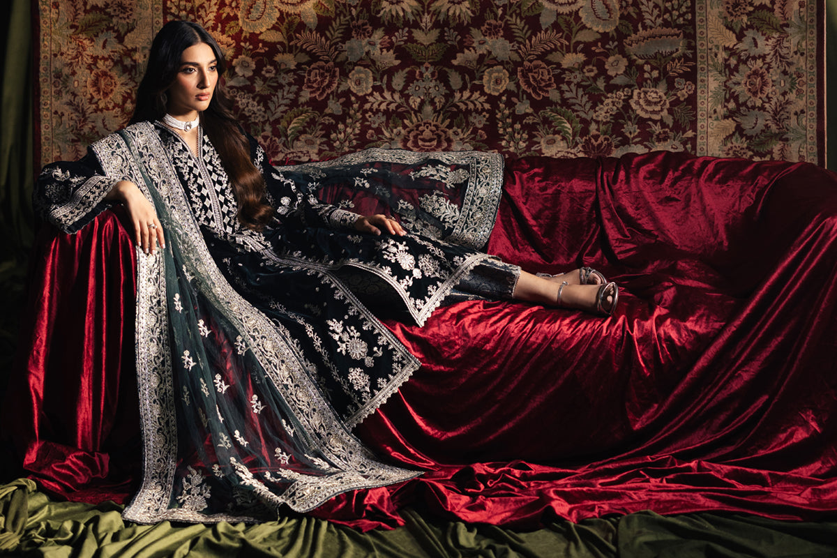 Qalamkar | Velvet Edit | BK-03 SAMIRA - Official Qalamkar stockist in UK - Sakeena London