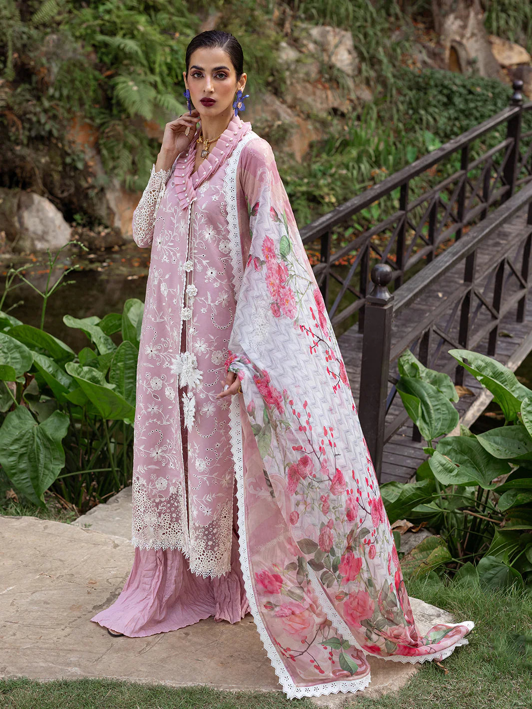 Roheenaz | Dahlia Embroidered Lawn 24 | Lily - Official Roheenaz stockist in UK - Sakeena London