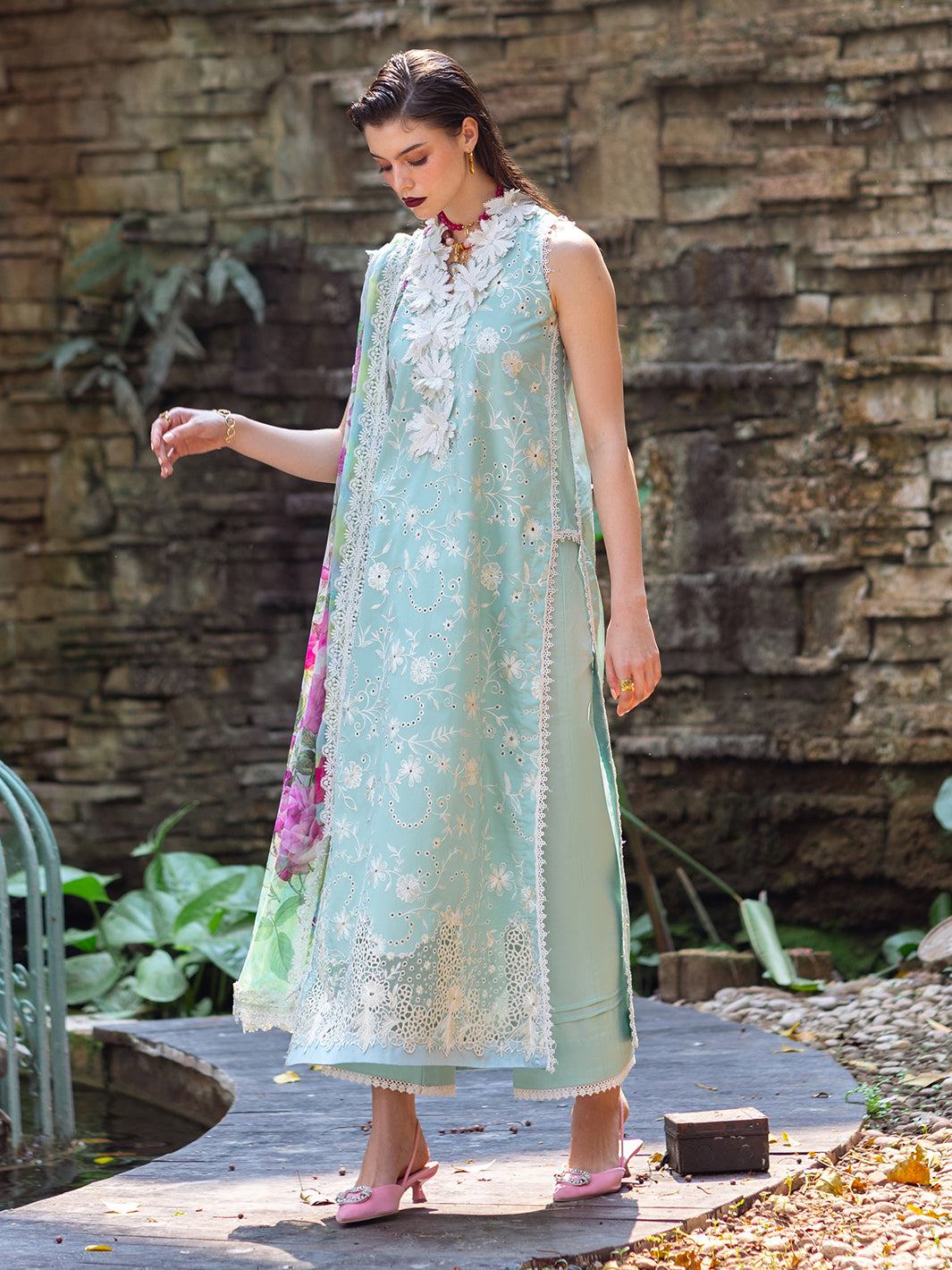 Roheenaz | Dahlia Embroidered Lawn 24 | Zinnia - Official Roheenaz stockist in UK - Sakeena London