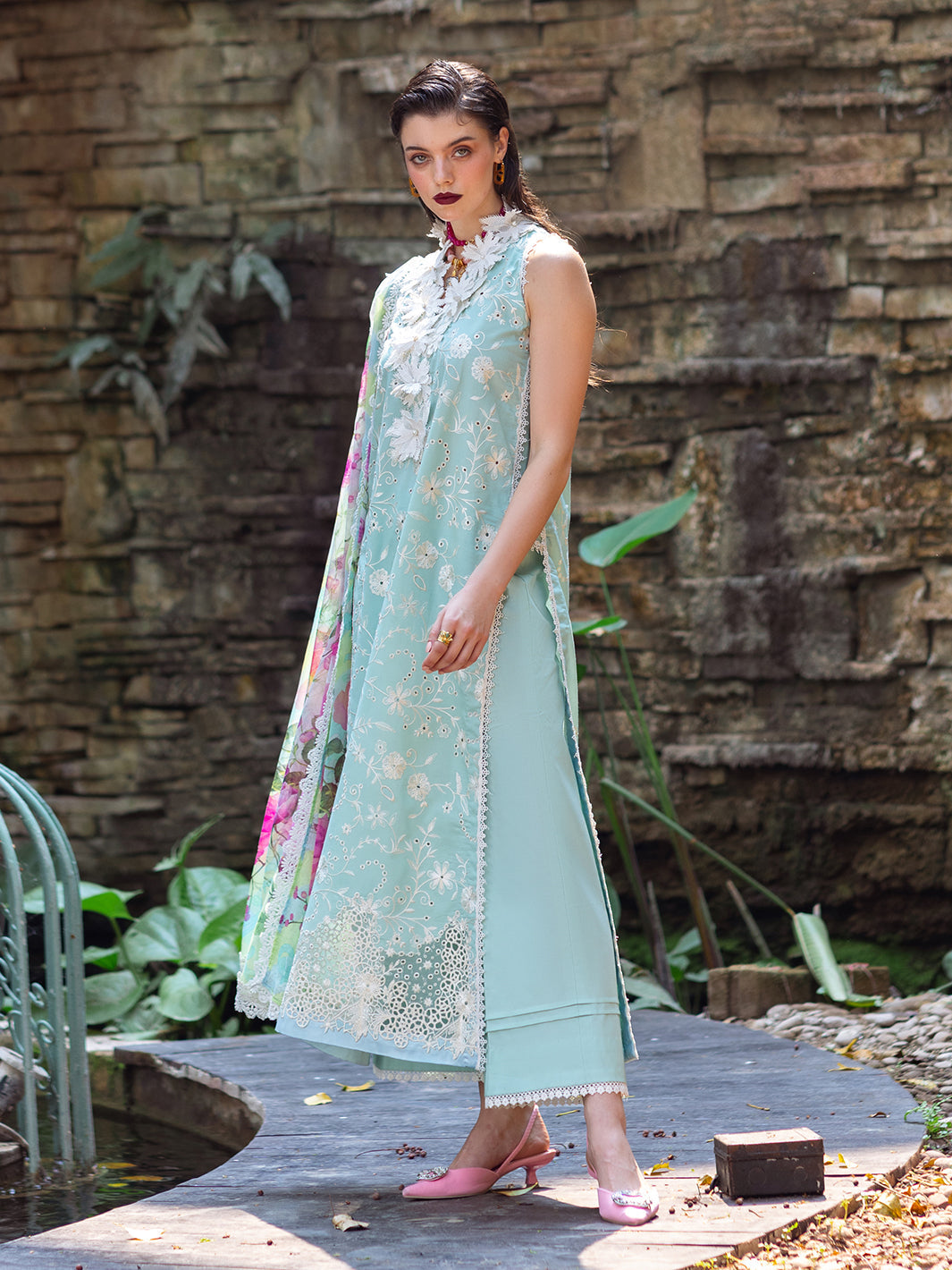 Roheenaz | Dahlia Embroidered Lawn 24 | Zinnia - Official Roheenaz stockist in UK - Sakeena London