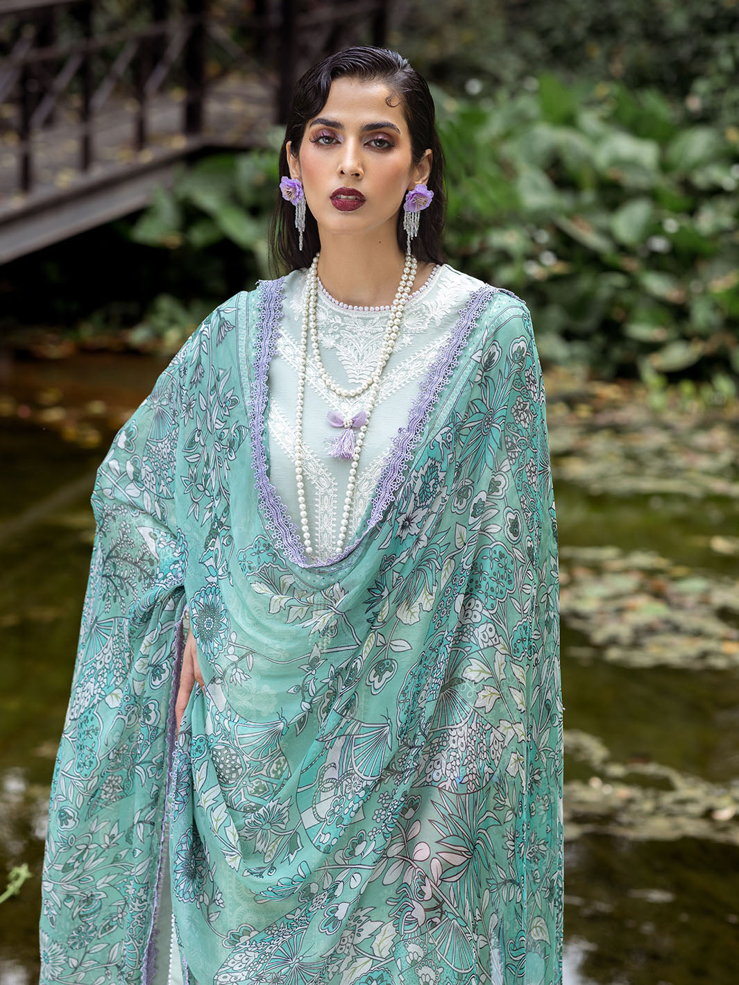 Roheenaz | Dahlia Embroidered Lawn 24 | Gardenia - Official Roheenaz stockist in UK - Sakeena London