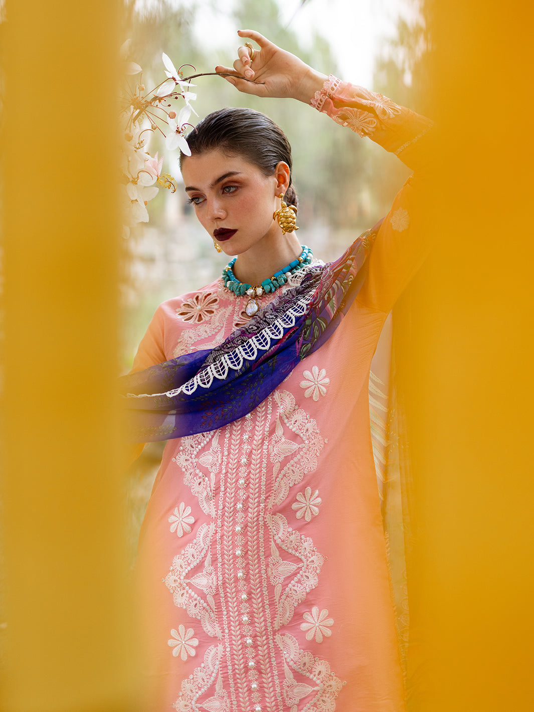 Roheenaz | Dahlia Embroidered Lawn 24 | Orchid - Official Roheenaz stockist in UK - Sakeena London