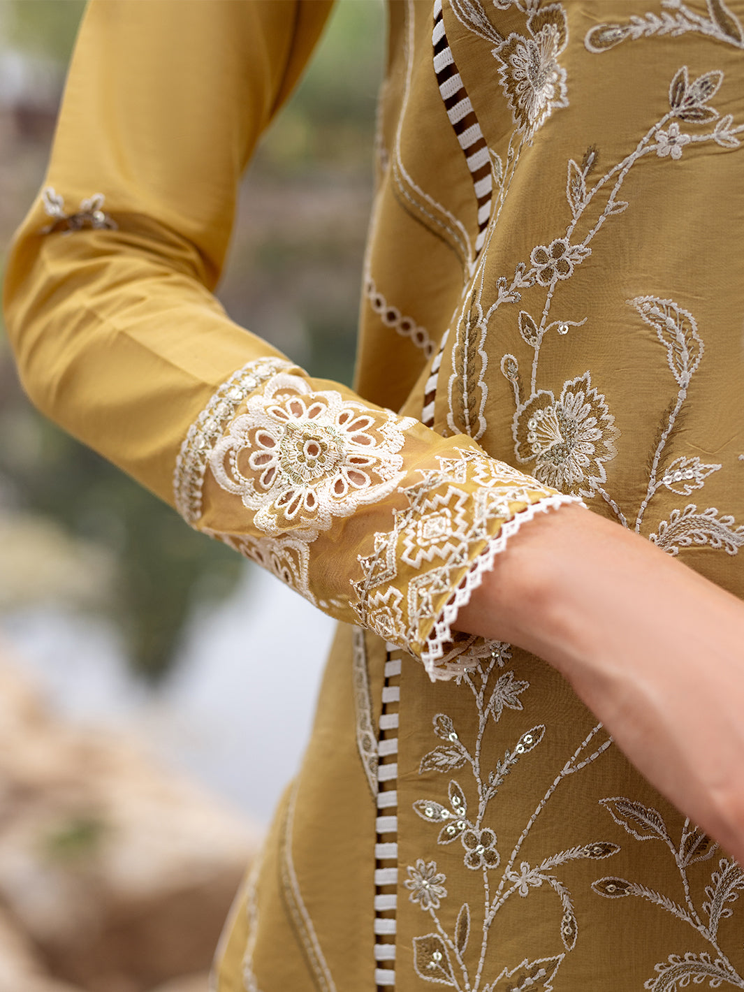 Roheenaz | Dahlia Embroidered Lawn 24 | Forsythia - Official Roheenaz stockist in UK - Sakeena London