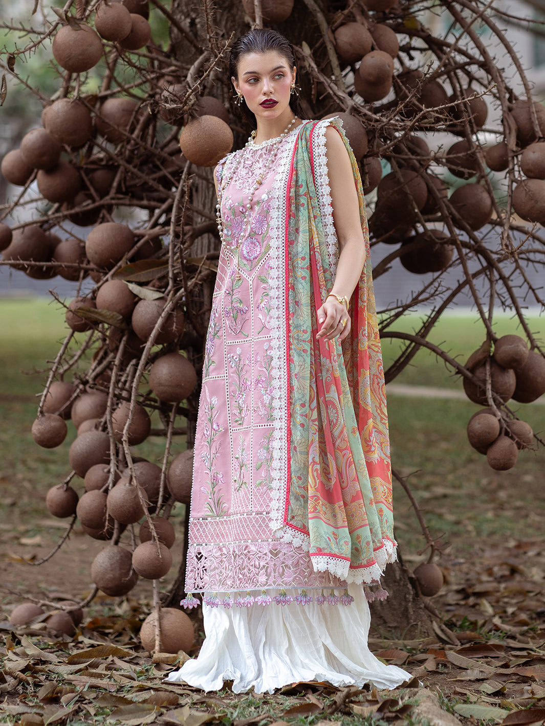 Roheenaz | Dahlia Embroidered Lawn 24 | Peony - Official Roheenaz stockist in UK - Sakeena London