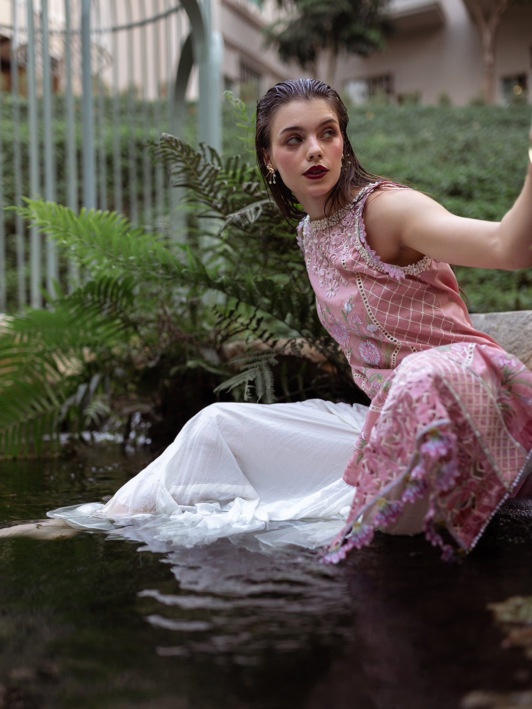 Roheenaz | Dahlia Embroidered Lawn 24 | Peony - Official Roheenaz stockist in UK - Sakeena London