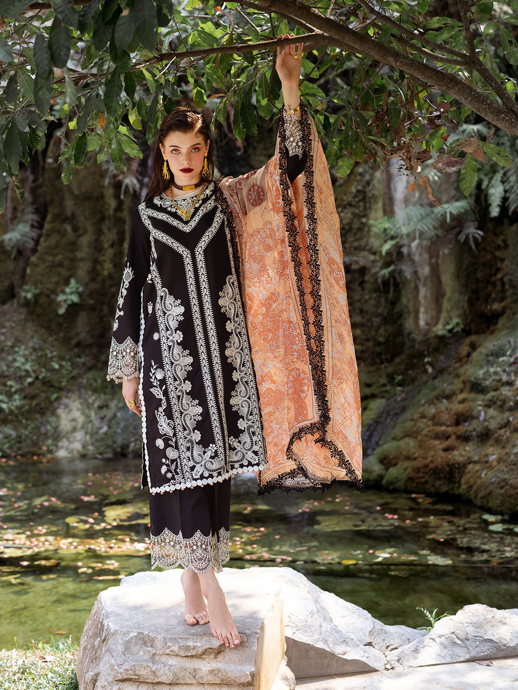 Roheenaz | Dahlia Embroidered Lawn 24 | Celandine - Official Roheenaz stockist in UK - Sakeena London