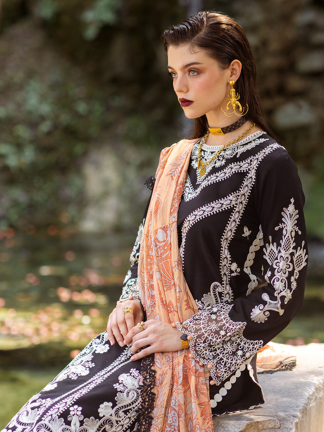 Roheenaz | Dahlia Embroidered Lawn 24 | Celandine - Official Roheenaz stockist in UK - Sakeena London