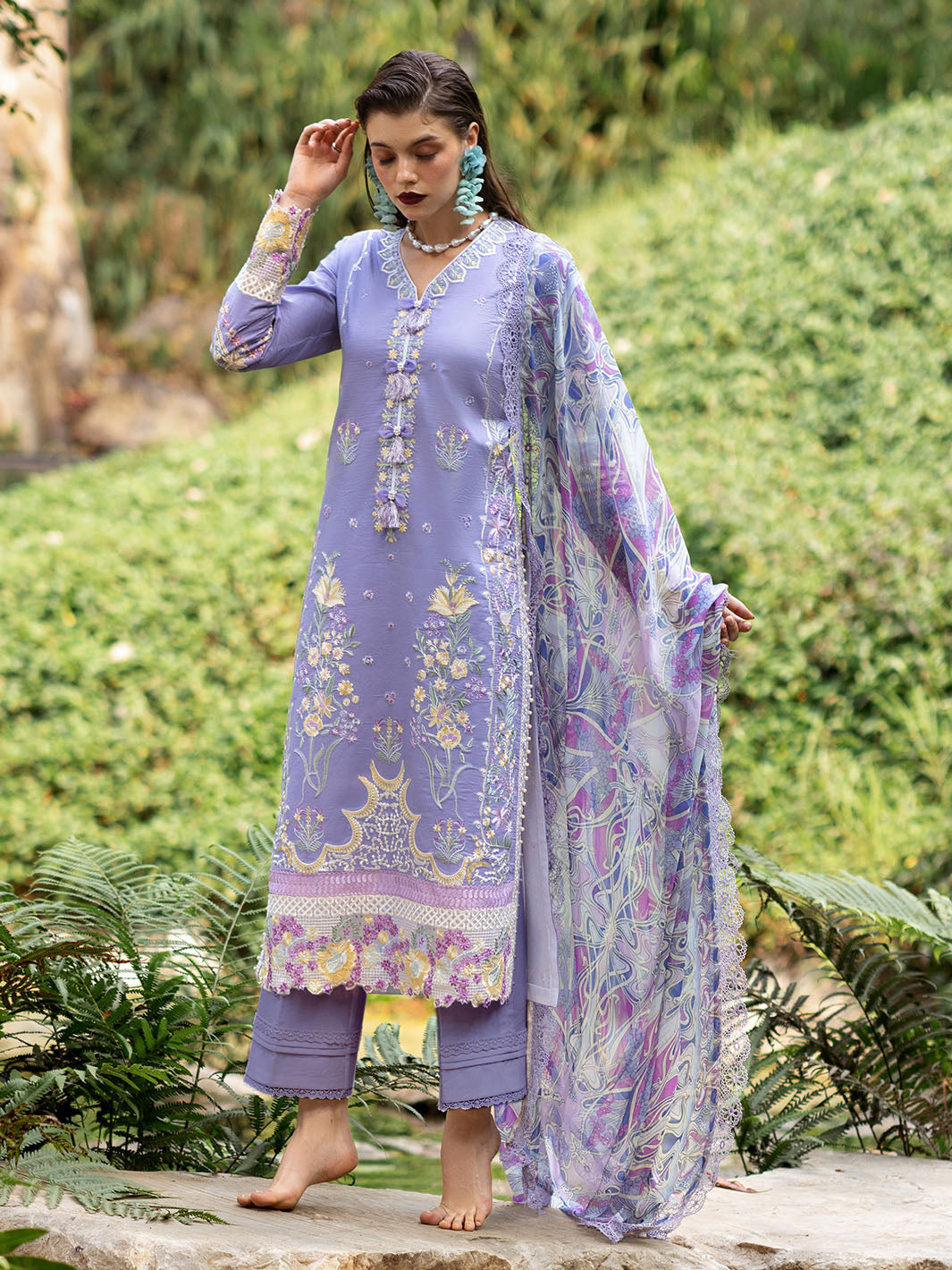 Roheenaz | Dahlia Embroidered Lawn 24 | Aster - Official Roheenaz stockist in UK - Sakeena London