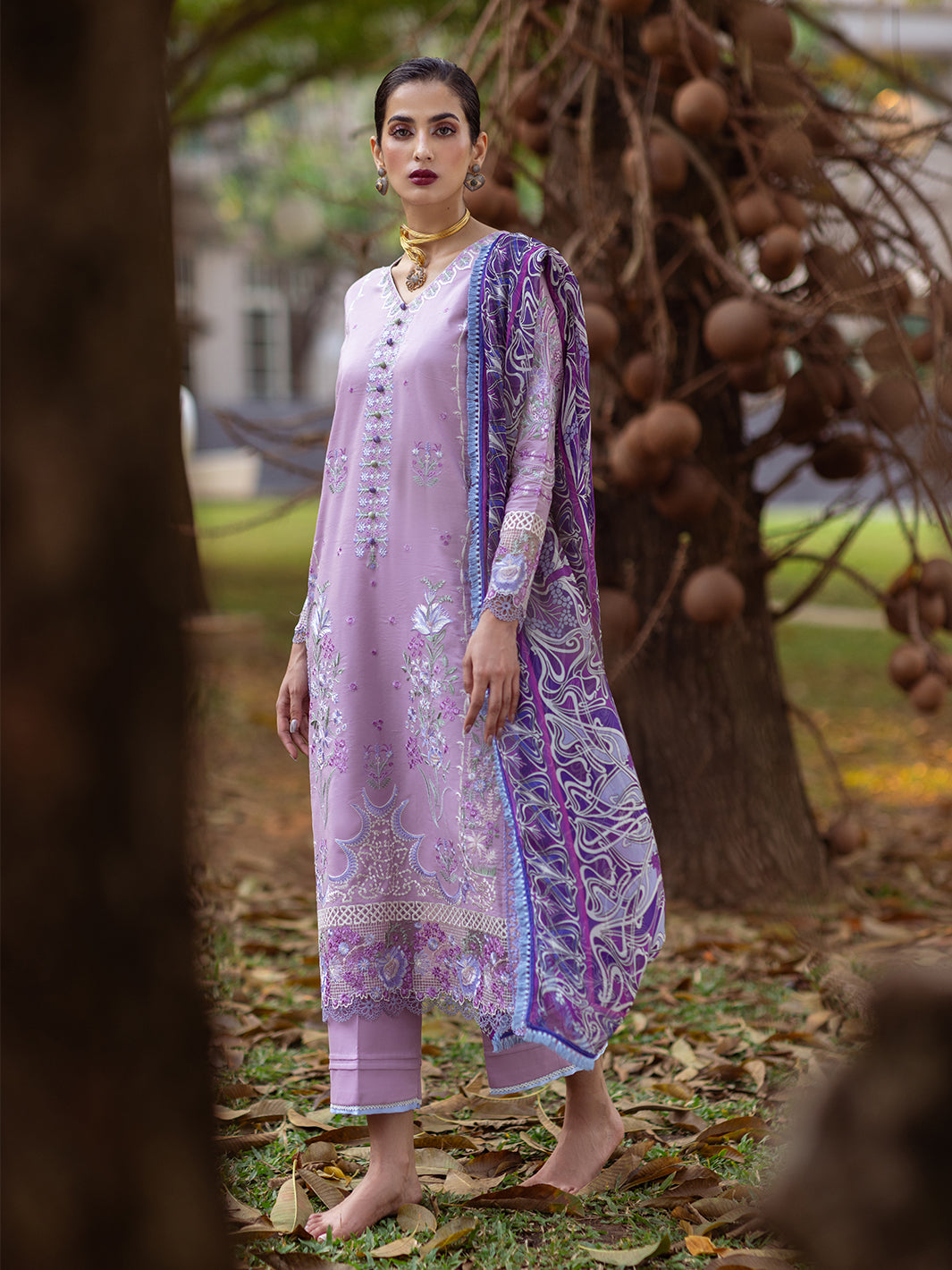 Roheenaz | Dahlia Embroidered Lawn 24 | Hyacinth - Official Roheenaz stockist in UK - Sakeena London