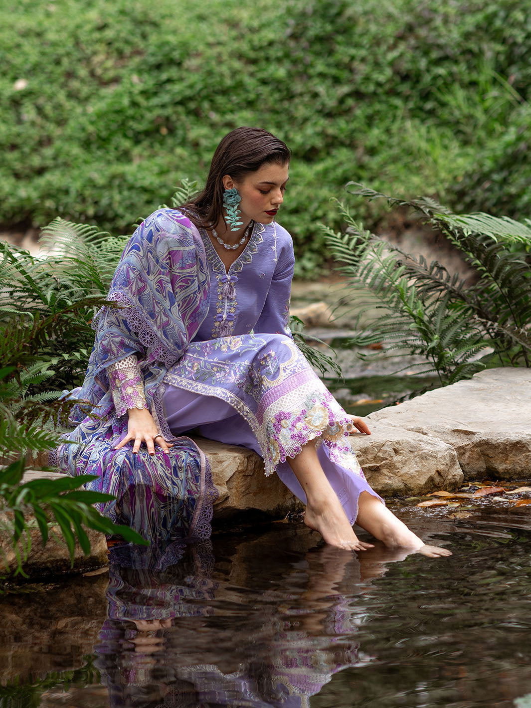Roheenaz | Dahlia Embroidered Lawn 24 | Aster - Official Roheenaz stockist in UK - Sakeena London
