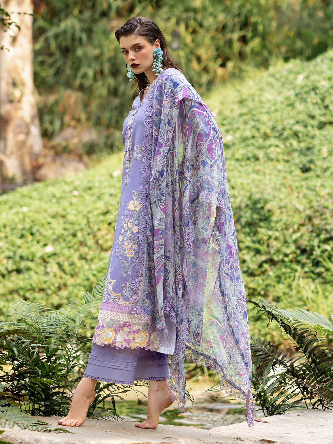 Roheenaz | Dahlia Embroidered Lawn 24 | Aster - Official Roheenaz stockist in UK - Sakeena London