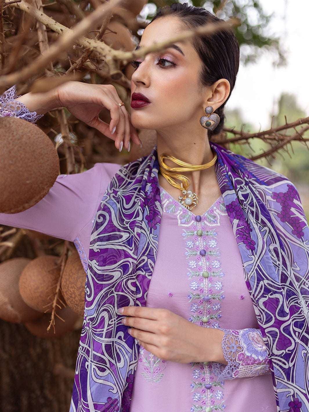 Roheenaz | Dahlia Embroidered Lawn 24 | Hyacinth - Official Roheenaz stockist in UK - Sakeena London
