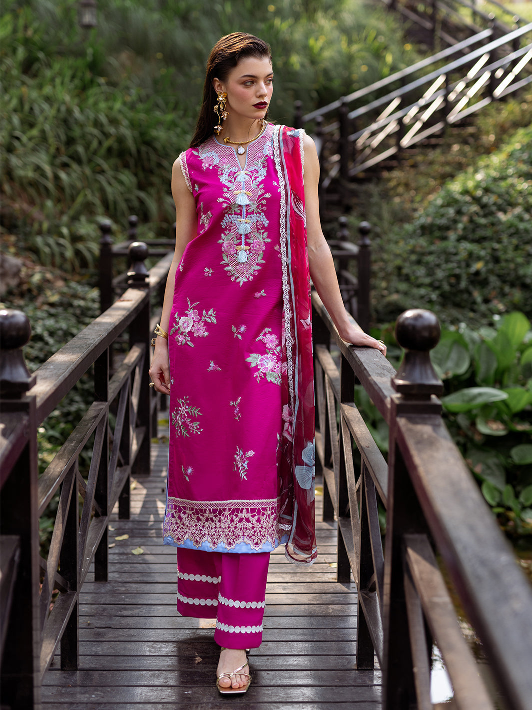 Roheenaz | Dahlia Embroidered Lawn 24 | Camellia - Official Roheenaz stockist in UK - Sakeena London