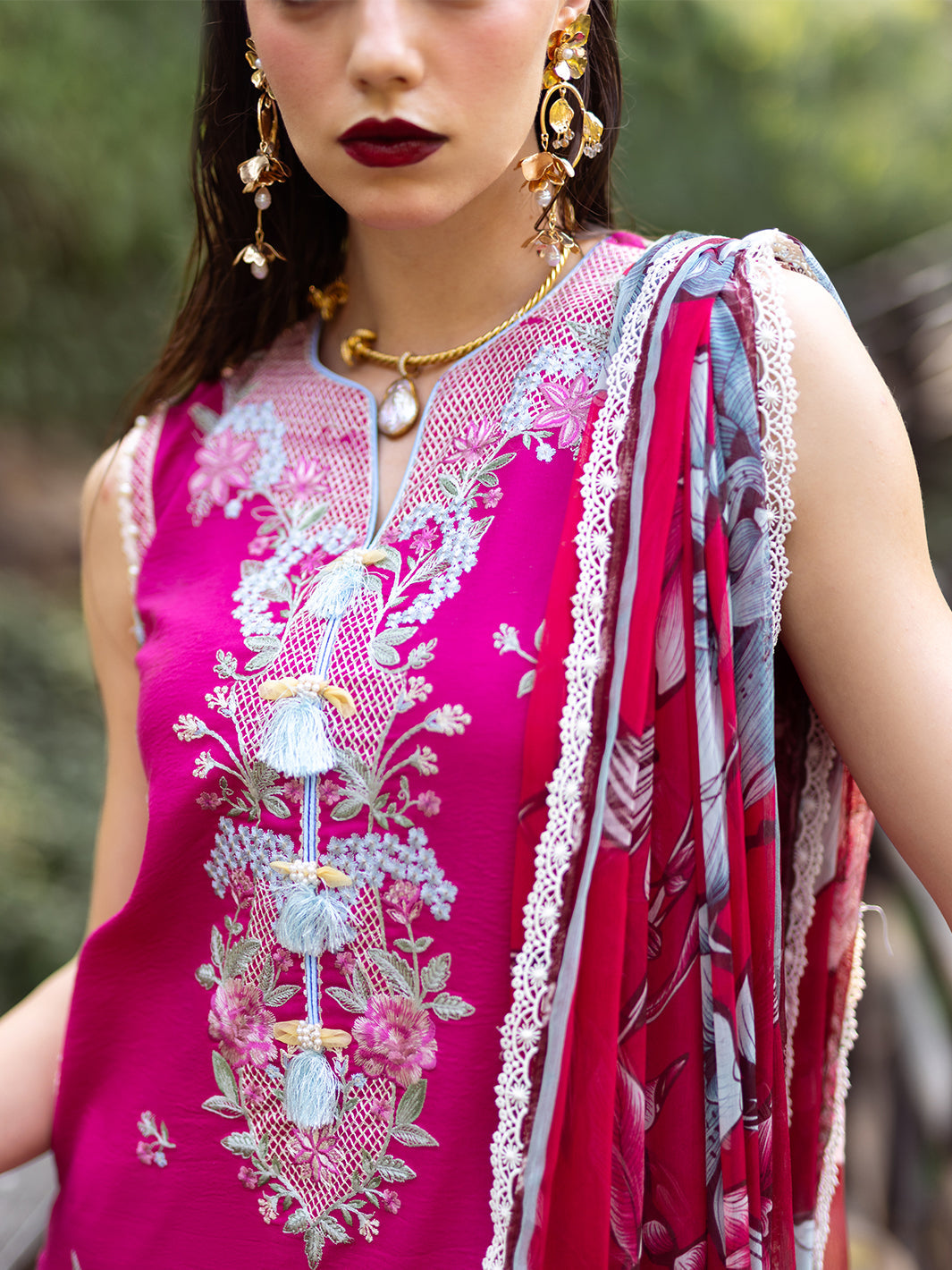 Roheenaz | Dahlia Embroidered Lawn 24 | Camellia - Official Roheenaz stockist in UK - Sakeena London