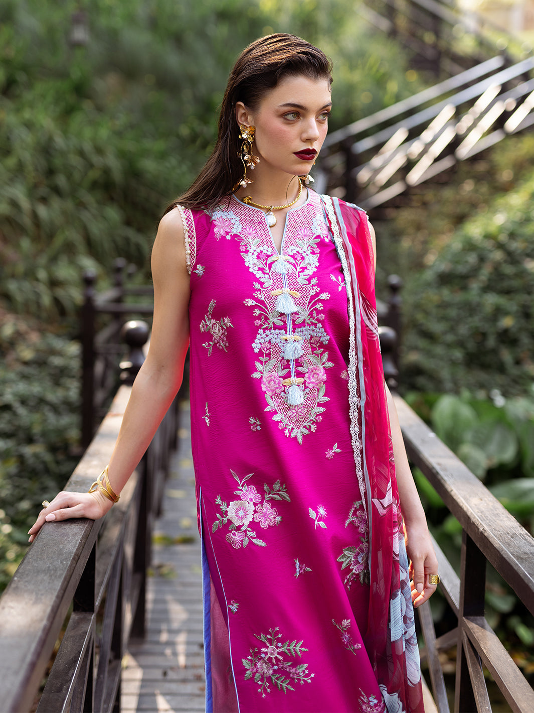 Roheenaz | Dahlia Embroidered Lawn 24 | Camellia - Official Roheenaz stockist in UK - Sakeena London