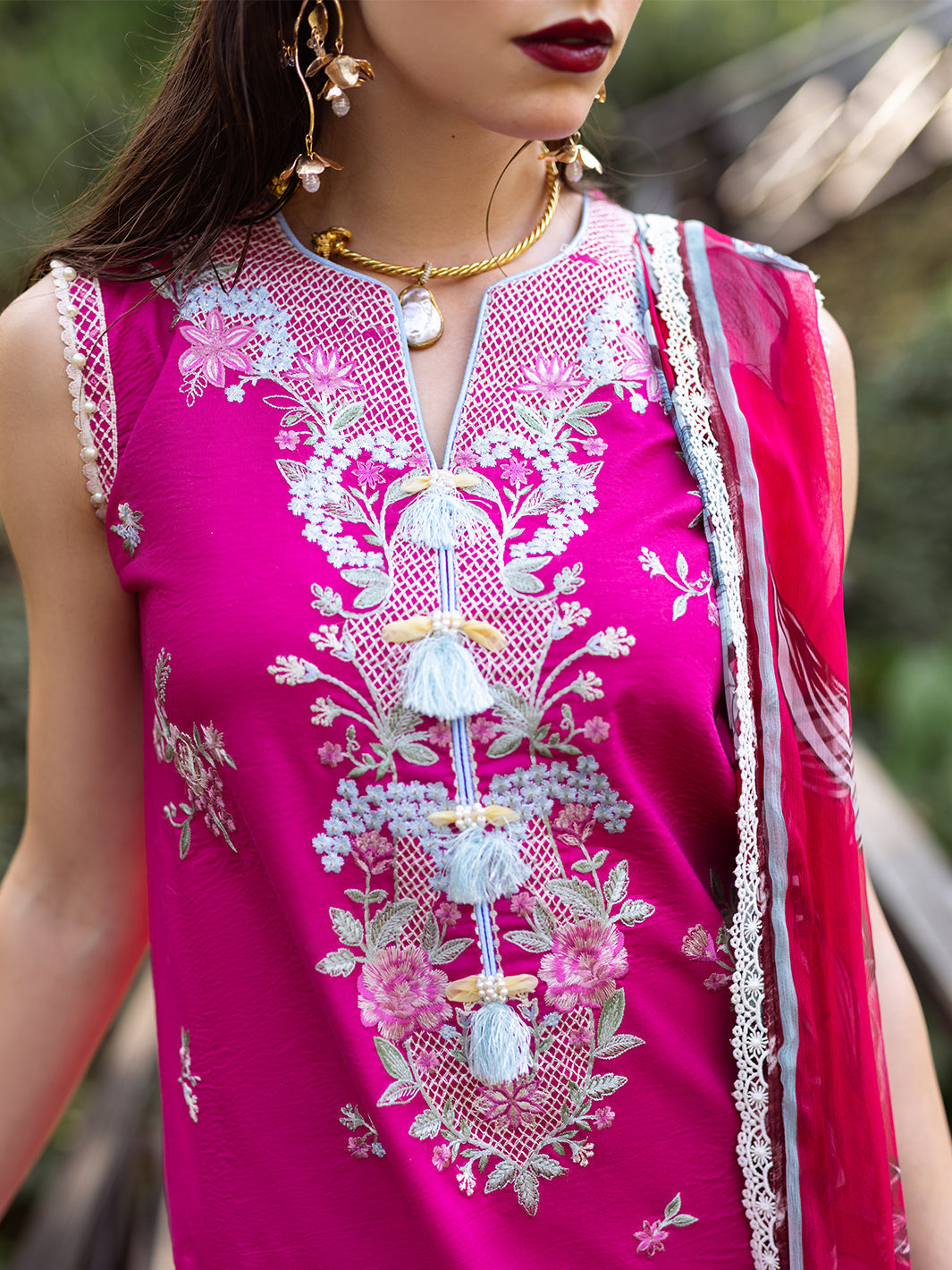 Roheenaz | Dahlia Embroidered Lawn 24 | Camellia - Official Roheenaz stockist in UK - Sakeena London