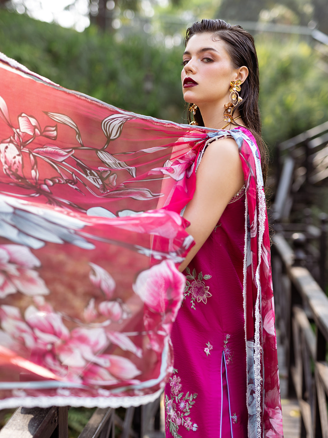 Roheenaz | Dahlia Embroidered Lawn 24 | Camellia - Official Roheenaz stockist in UK - Sakeena London