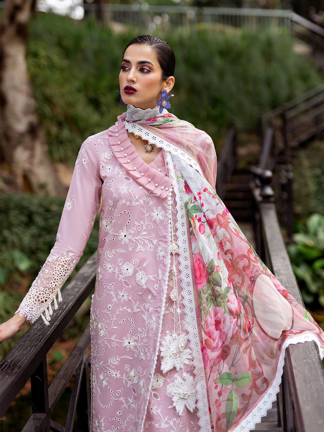 Roheenaz | Dahlia Embroidered Lawn 24 | Lily - Official Roheenaz stockist in UK - Sakeena London