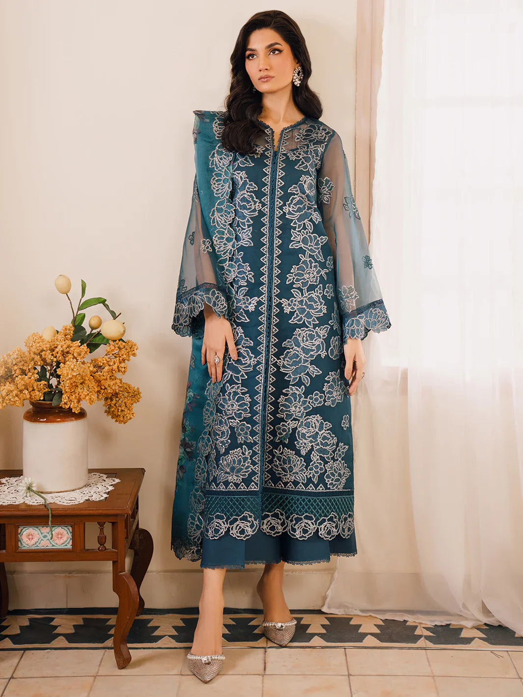 Bin Ilyas | Naqsh Luxury Lawn | Mavi - Official Bin Ilyas stockist in UK - Sakeena London