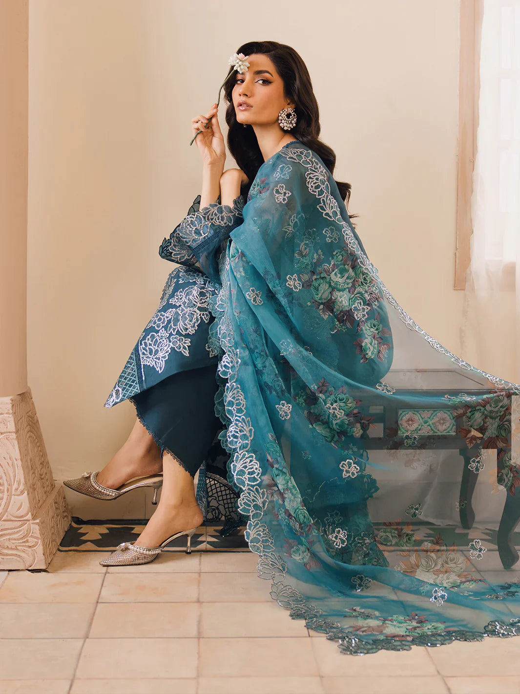 Bin Ilyas | Naqsh Luxury Lawn | Mavi - Official Bin Ilyas stockist in UK - Sakeena London