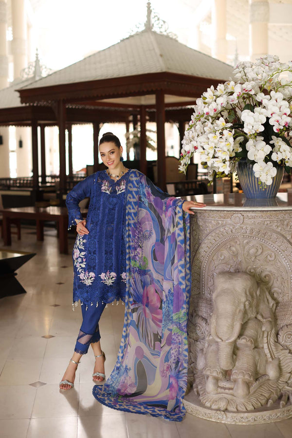 Noor by Saadia Asad | Luxury Chikankari LawnÃÂ¢ÃÂÃÂ24 | D10-B Blue Electric - Official Noor by Saadia Asad stockist in UK - Sakeena London