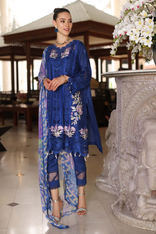 Noor by Saadia Asad | Luxury Chikankari LawnÃÂ¢ÃÂÃÂ24 | D10-B Blue Electric - Official Noor by Saadia Asad stockist in UK - Sakeena London
