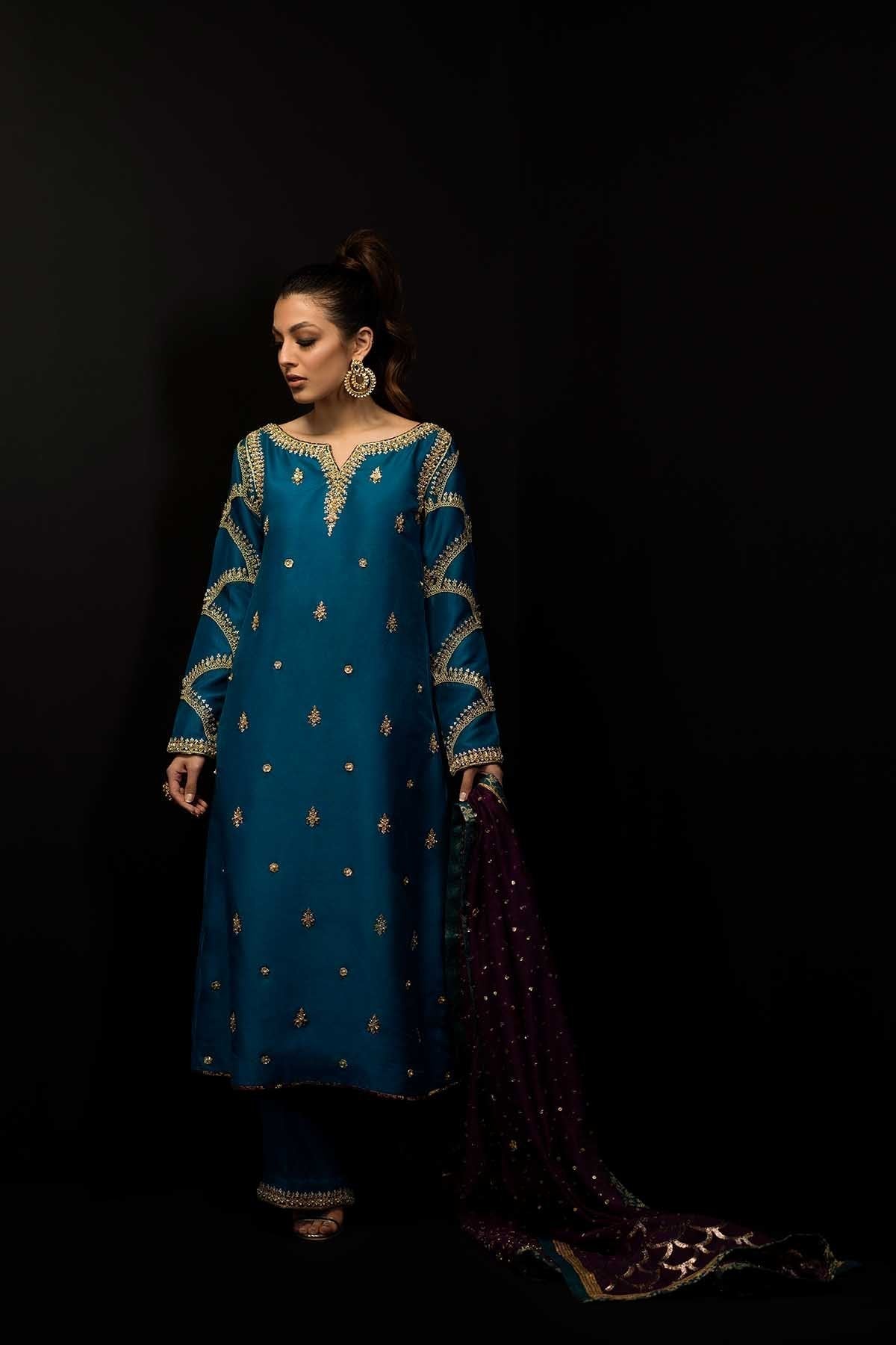 Sana Abbas | Wedding Formals | Turquoise - Official Sana Abbas stockist in UK - Sakeena London