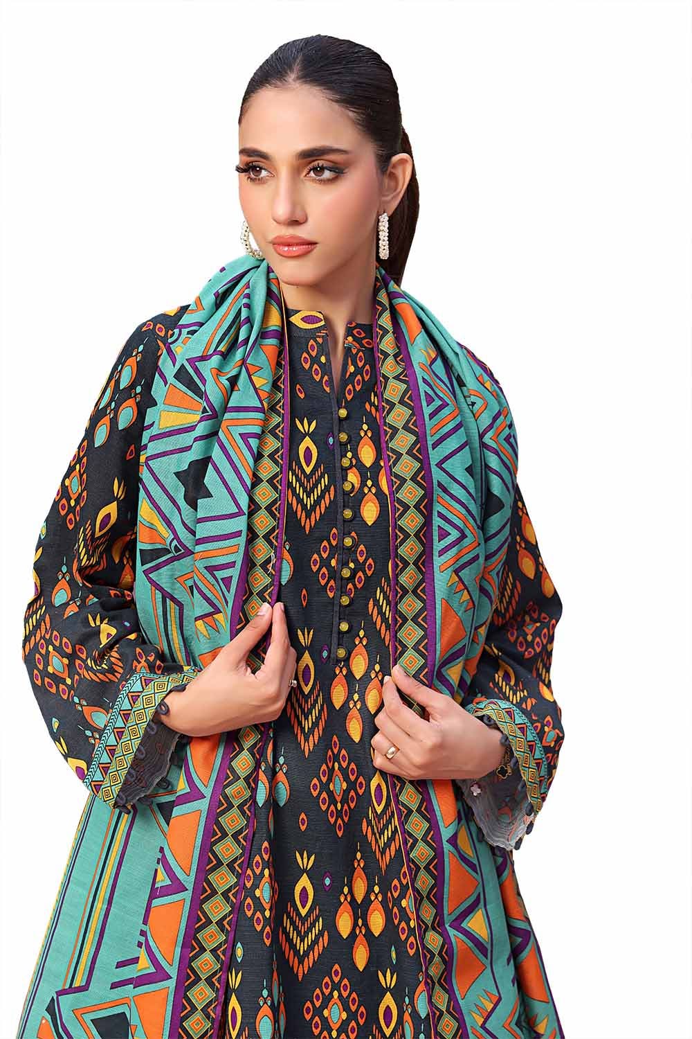 Gul Ahmed | Winter Collection 24 | Khaddar Suit SD-42132 - Official Gul Ahmed stockist in UK - Sakeena London