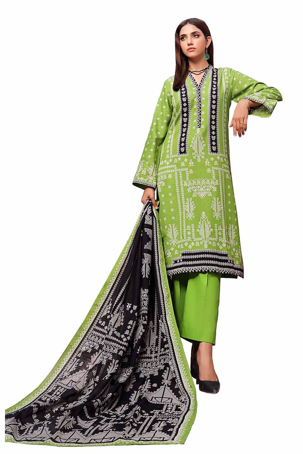 Gul Ahmed | Winter Collection 24 | Khaddar Suit SD-42134 - Official Gul Ahmed stockist in UK - Sakeena London