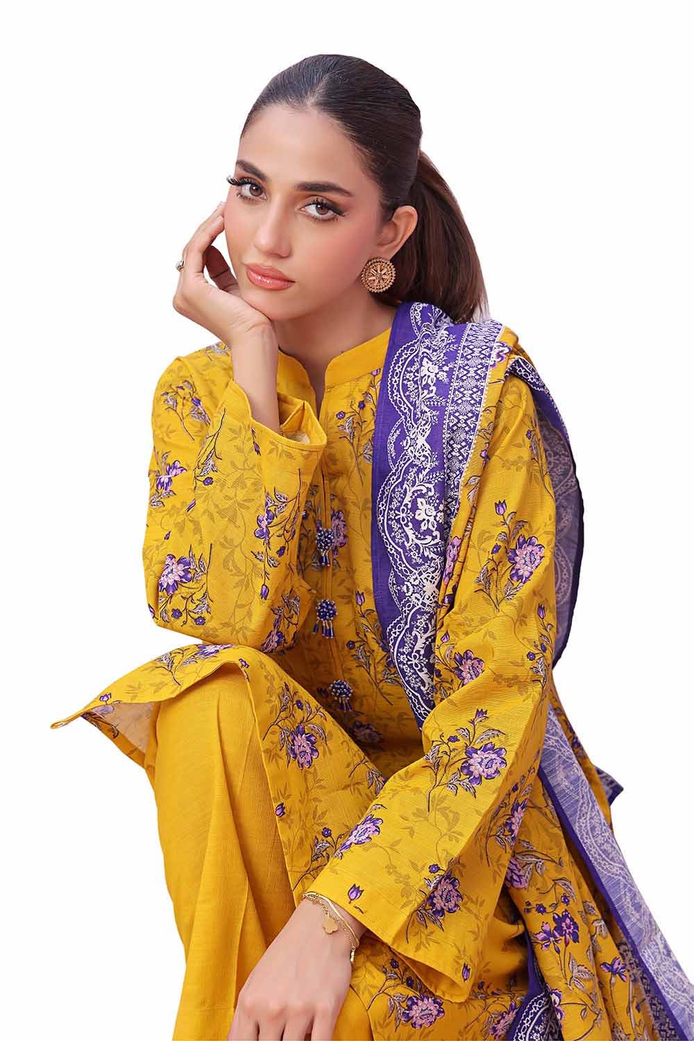 Gul Ahmed | Winter Collection 24 | Khaddar Suit SD-42136 - Official Gul Ahmed stockist in UK - Sakeena London