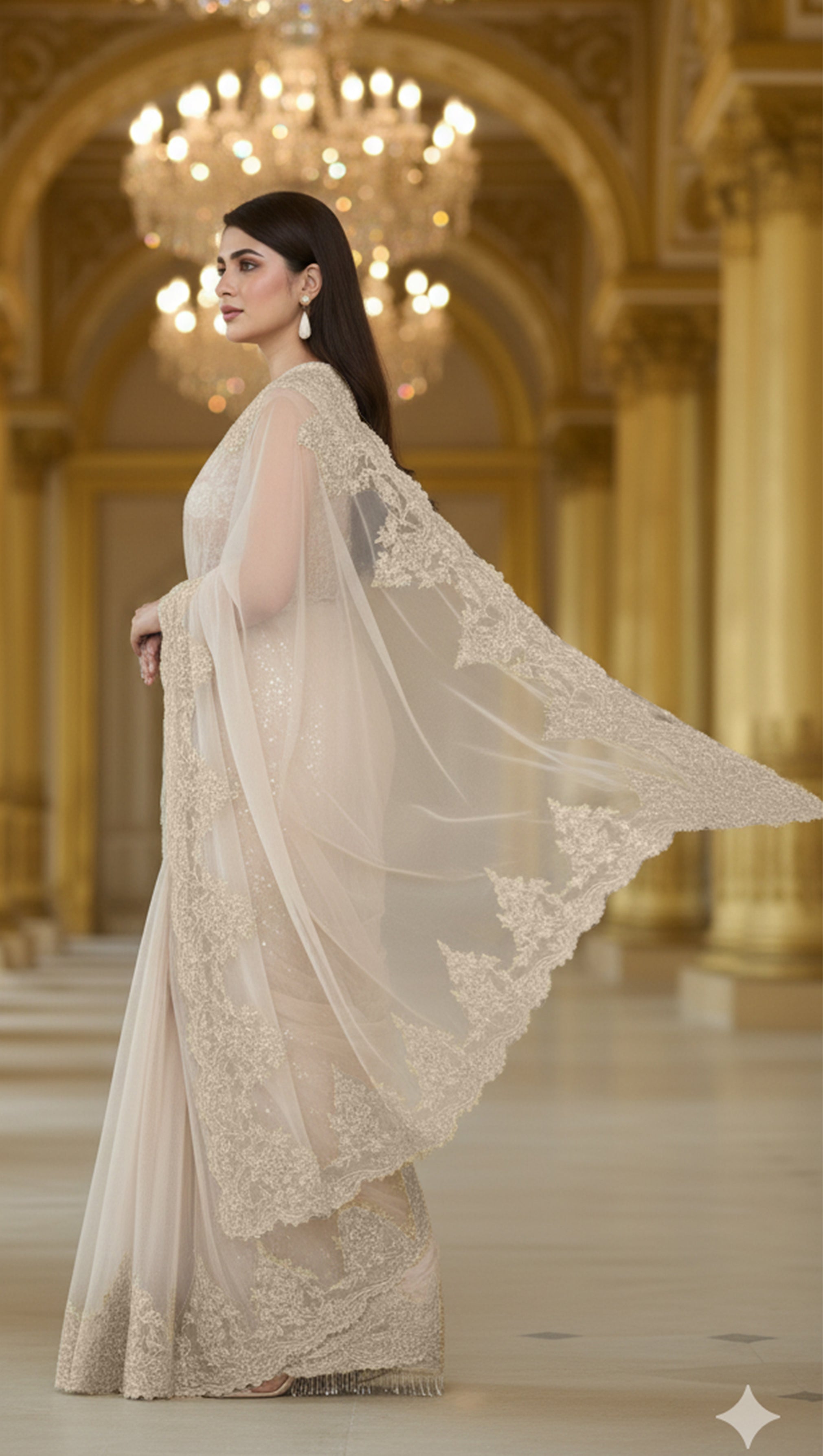 Threads and Motifs | Formal Dresses 25 | Net Embroidered Saree - Official Threads and Motifs stockist in UK - Sakeena London